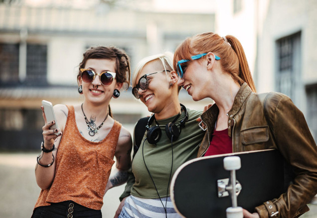 Group of diverse friends enjoying hobbies together